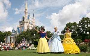 (L-R): Snow White, Cinderella and Belle make every day a royal fairy tale for Princesses of all ages at the Magic Kingdom.