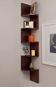 4. Danya B. Large Corner Wall Mount Shelf-Walnut