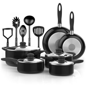 #10.Vremi 15 Piece Nonstick Cookware Set