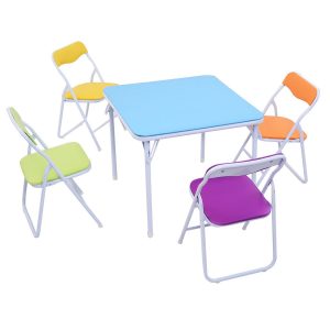 10. Costzon 5 Piece Kids Folding Chair and Table