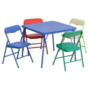 2. Kids colorful 5-piece folding chair and table set