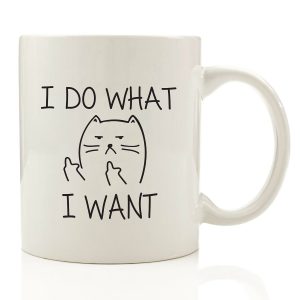 #4. I Do What I Want Cat Funny Coffee Mug Valentine’s Day Gift