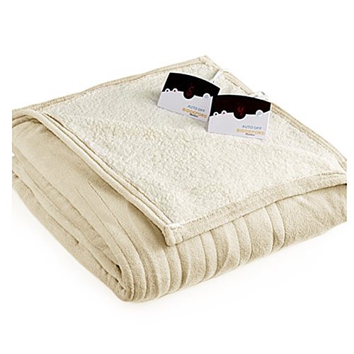 Biddeford MicroPlush Sherpa Electric Heated Blanket King Cream