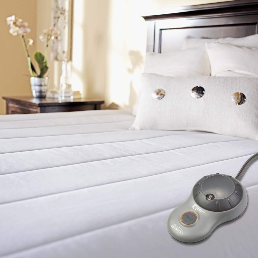 7. Sunbeam Quilted Heated Mattress Pad