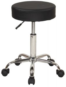 4) Siera Comfort Adjustable Stool with Wheels and Metal Plated Frame, Black
