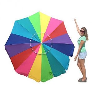 3. EasyGo Rainbow Heavy Duty Design Beach Umbrella