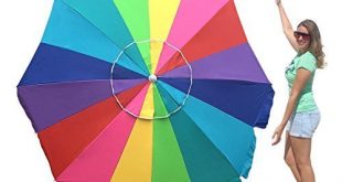 3. EasyGo Rainbow Heavy Duty Design Beach Umbrella