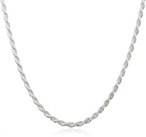 10. Sterling Silver 2mm Rope Chain Necklace