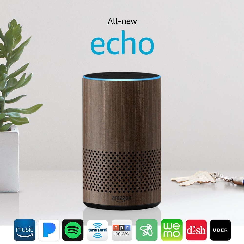 Amazon Echo 2nd Generation by Dolby Walnut Finish