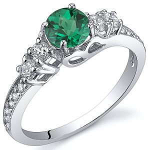 Simulated Emerald Solstice Ring Sterling Silver