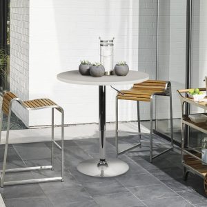 LCH – 23.6 Inches Modern Round Dining Bar Table, Chromed Legs