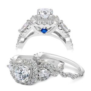 Newshe Bridal Set 2ct Round Cut White Cz 925 Sterling Silver 