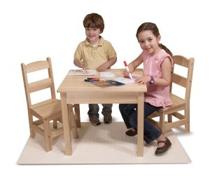 Melissa & Doug Solid Wood Table and 2 Chairs Set