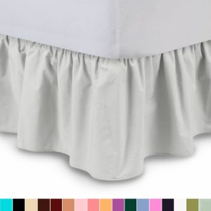 Ruffled Bedskirt (King, Bone) 18 Inch Bed Skirt with Platform,- by Harmony Lane