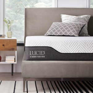 LUCID 10-Inch Hybrid Bamboo Charcoal Memory Foam Pillow