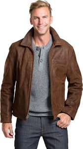 Overland Sheepskin Co Nick Heavy Duty Nubuck Leather Motorcycle Jacket