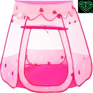 Playz Ball Pit Princess Castle Play Tents for Girls w/ Glow in the Dark Stars
