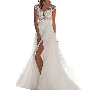 Women's Sexy Chiffon Bride Dresses Long Tail Gown Beach Wedding Dress from WANNISHA