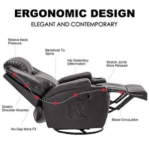 MSG Massage Recliners Leather Chair Ergonomics Lounge Swivel – Heated