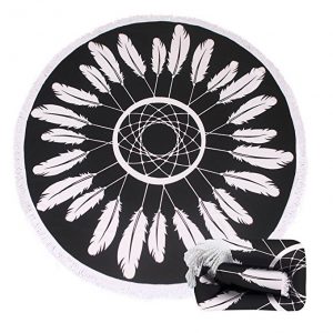 Thick Round Blanket Beach Towel - Microfiber Terry Beach Roundie Circle Yoga Mat