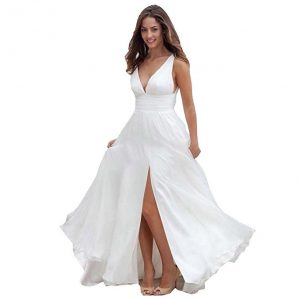 Women's Backless Lace Spaghetti Beach Wedding Dresses from