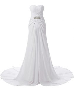 YSFS Women's Beach Wedding Dress Sweetheart Chiffon Bridal Wedding Gown