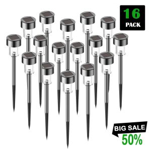 SURSUN Solar Powered 16 Pack Outdoor Pathway Light