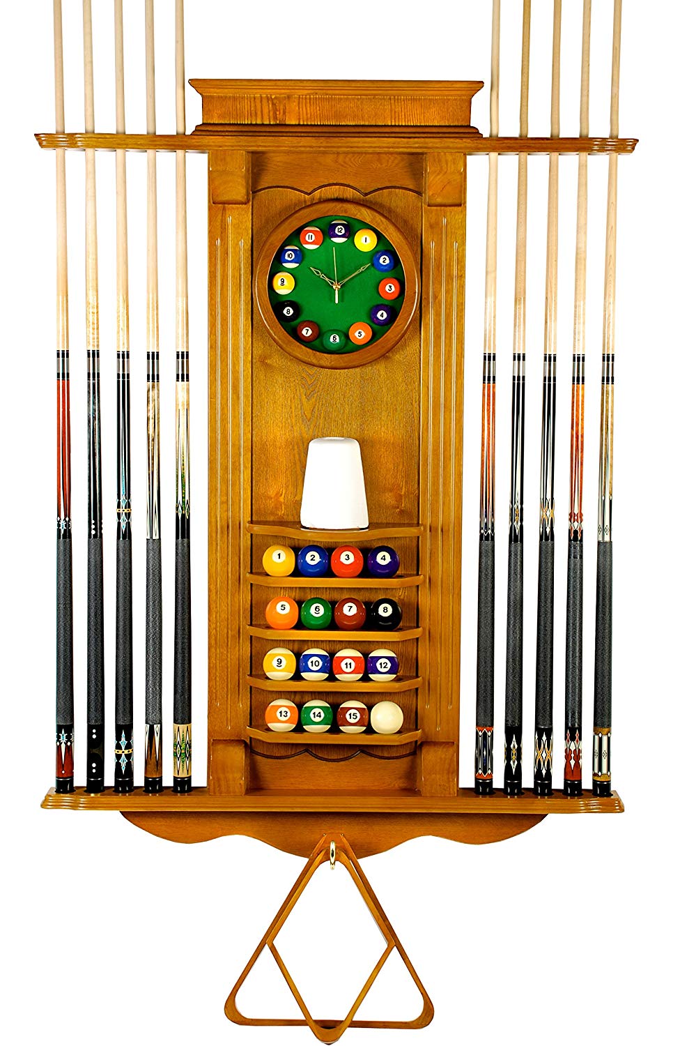Iszy 10 Pool Cue Rack with Clock
