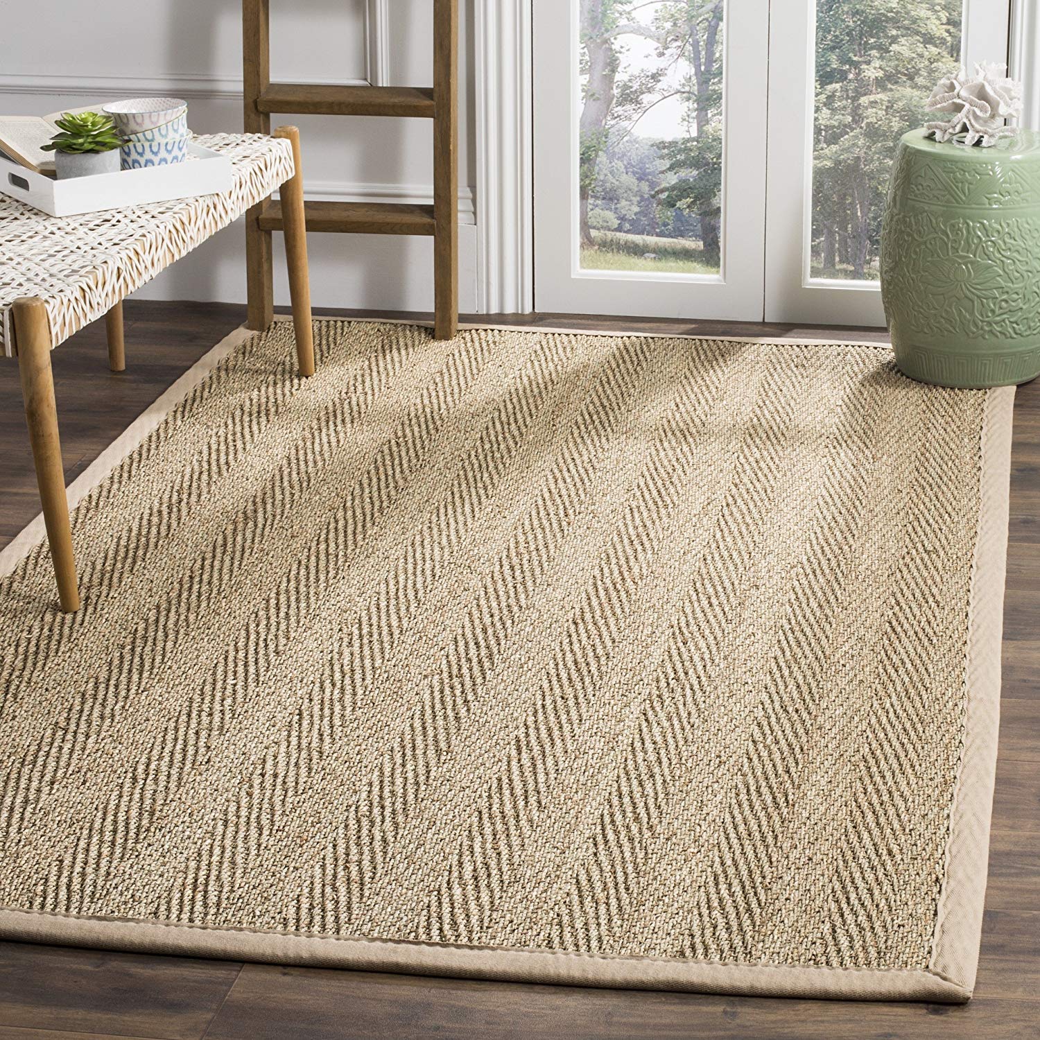 Safavieh NF115A Herringbone Natural and Beige Seagrass Area Rug