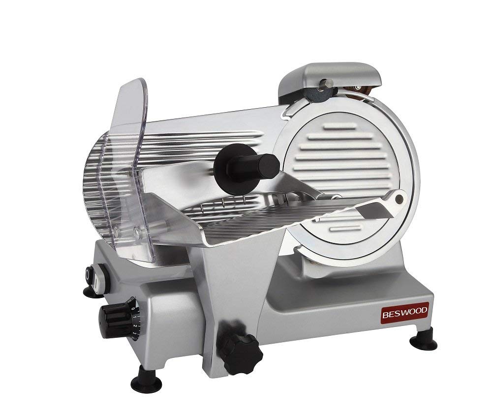 BESWOOD 9" Premium Chromium-plated Carbon Steel Blade Electric Deli Meat Slicer
