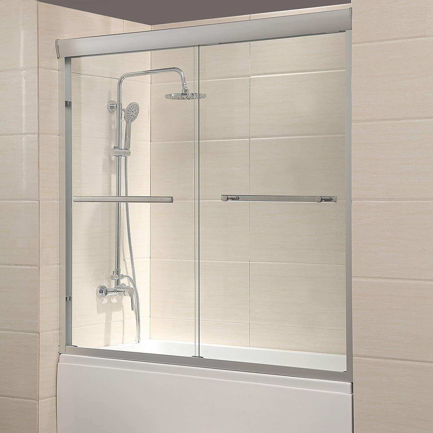 Mecor Framed Bathtub Sliding Glass Shower Door