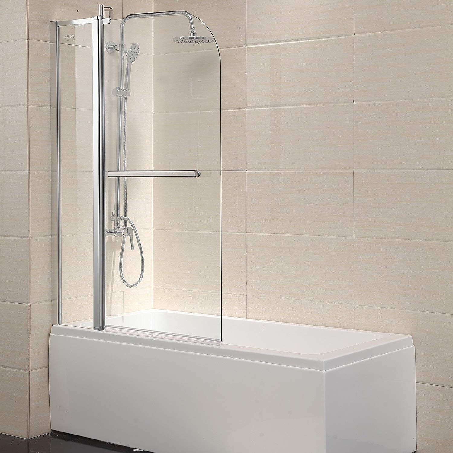 Mecor Shower Door Hinged Frameless 0.25-Inches Clear Glass Door