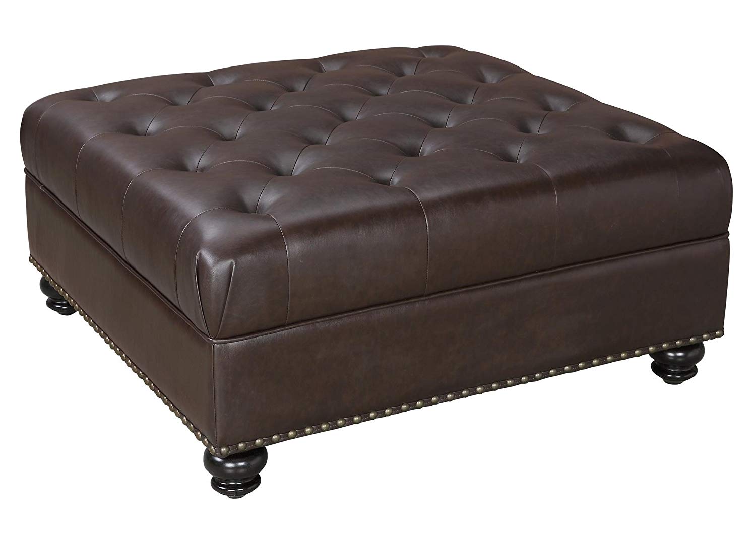 Dorel Living Hastings Brown Faux Leather Ottoman