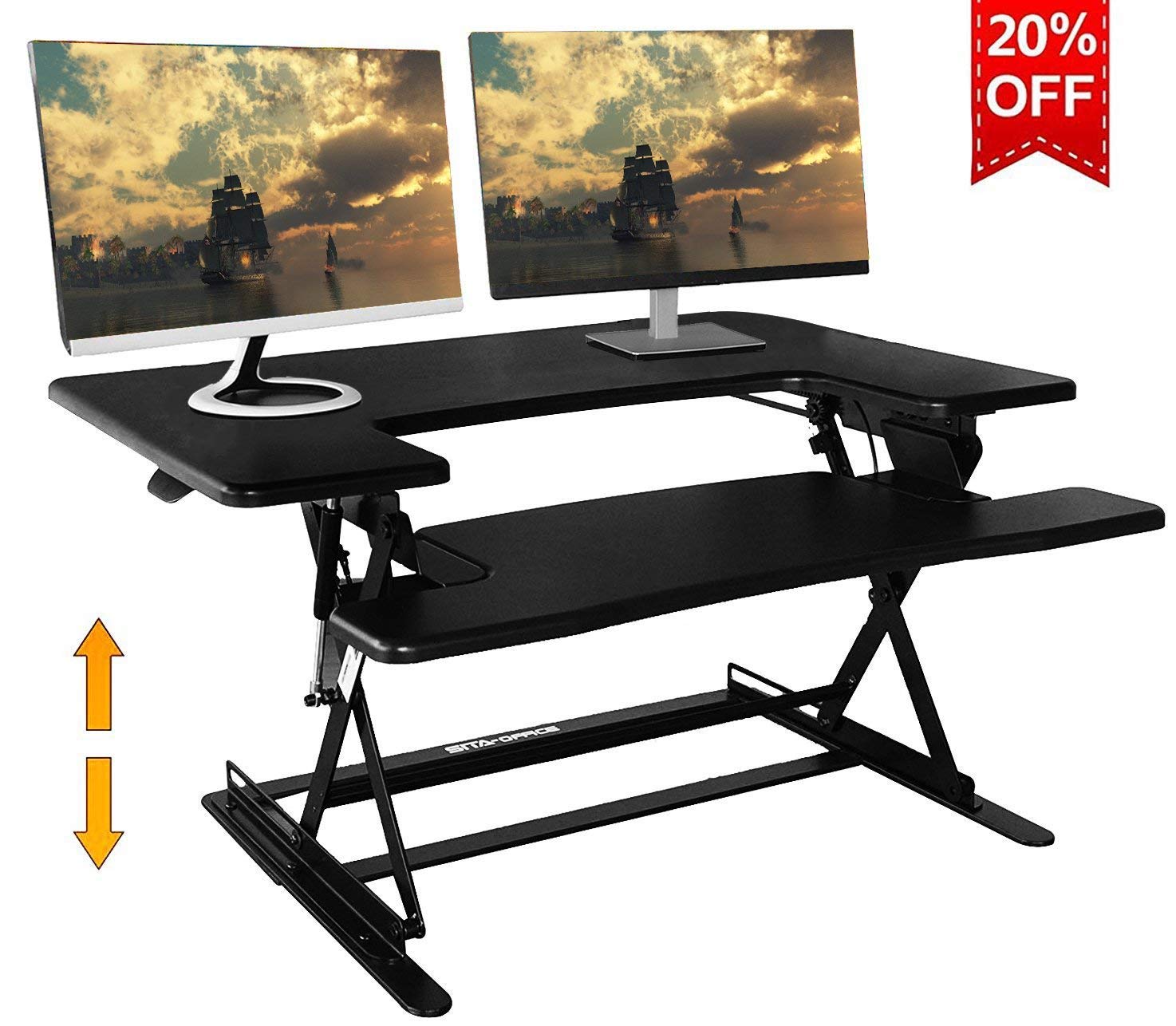 MIHI 36-Inch Standing Desk Adjustable Monitor Riser