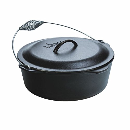 Lodge 9 Quart Camp Cooking Wire Bail Cast-Iron Pre-Seasoned Dutch Oven