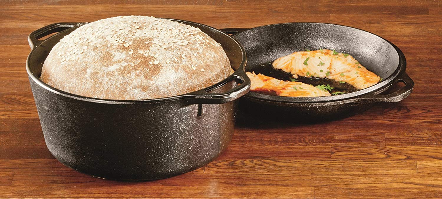 Lodge L8DD3 5-Quart Cast-Iron Double Dutch Oven