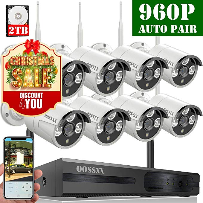 OOSSXX 8-Channel HD 1080P Wireless Security Camera