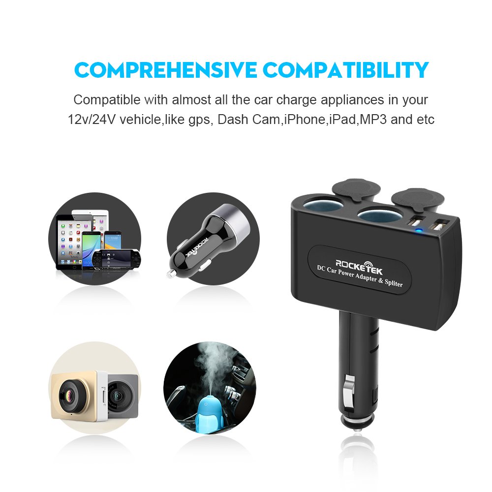 Rocketek 2-Socket Car USB Charger