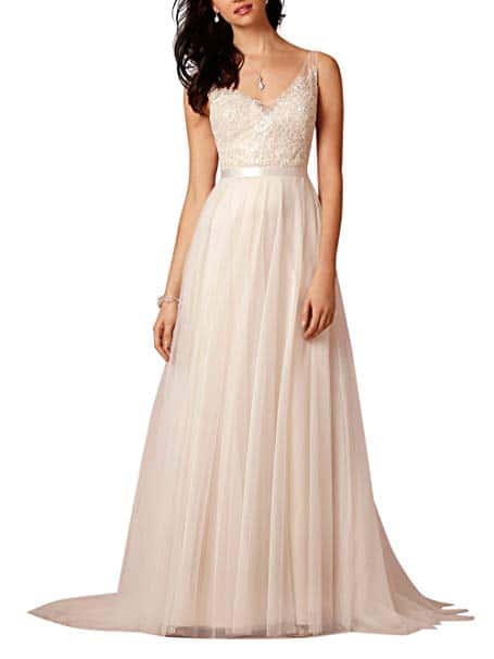 Ikeren wedding Women’s V-neck A-line Long Beach Wedding Dress