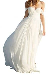  Lovelybride Elegant Long chiffon Bridal Beach Wedding Dress