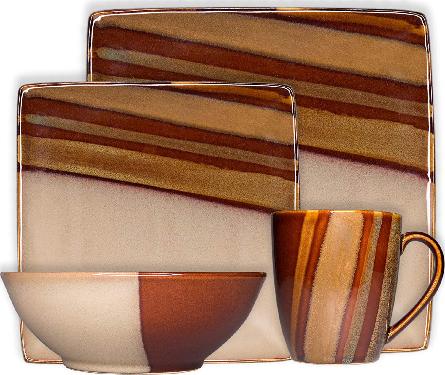 Sango Avanti 16-Piece Stoneware Dinnerware Set, Brown