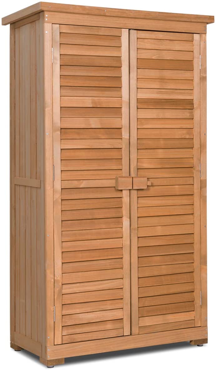 GoPlus Outdoor Storage Shed Wooden Shutter Design
