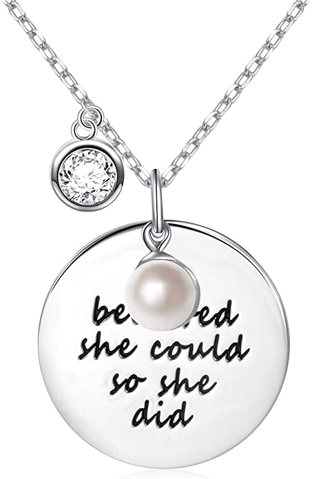 Sterling Silver Encouragement Love Words Necklace Gift for Women