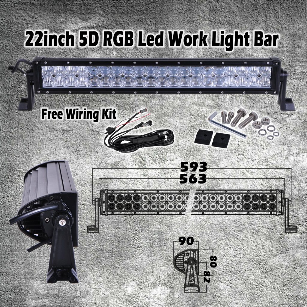 omotor 5D 22 Inch RGB Cree Led Work Light Bar