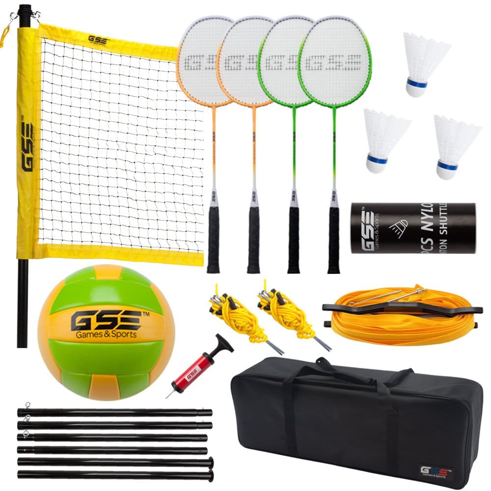 GSE Games & Sports Expert Professional Portable Badminton Volleyball Combo Set