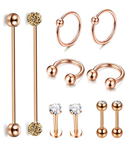 Jstyle 10Pcs Stainless Steel Industrial Barbell