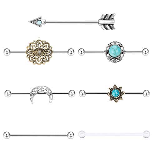 Milacolato 7PCS Industrial Barbell Earring