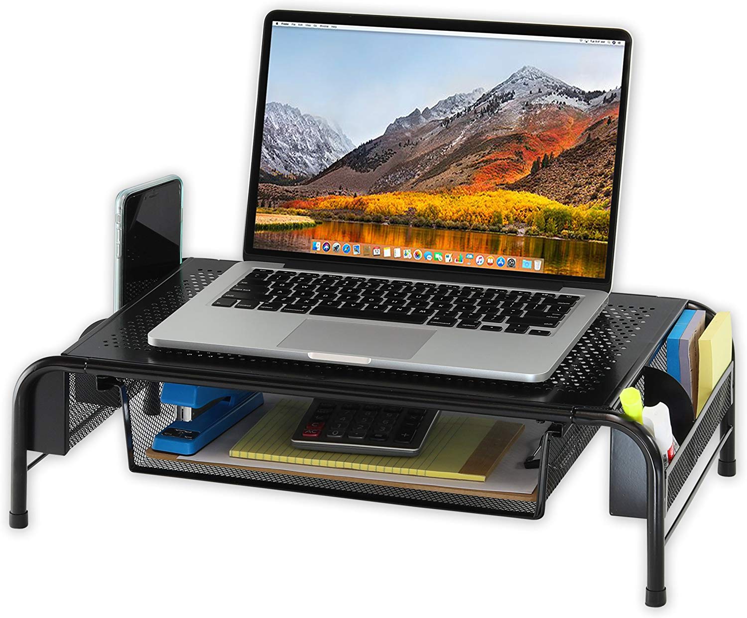 Simple Houseware Metal Desk Monitor Stand Riser with Organizer Drawer