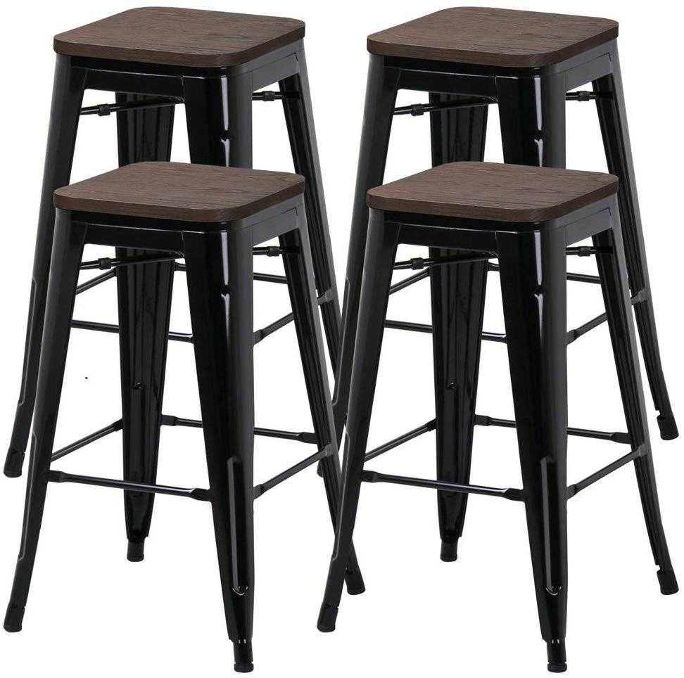 Yaheetech 26inch Set of 4 Counter Height Metal Bar Stools