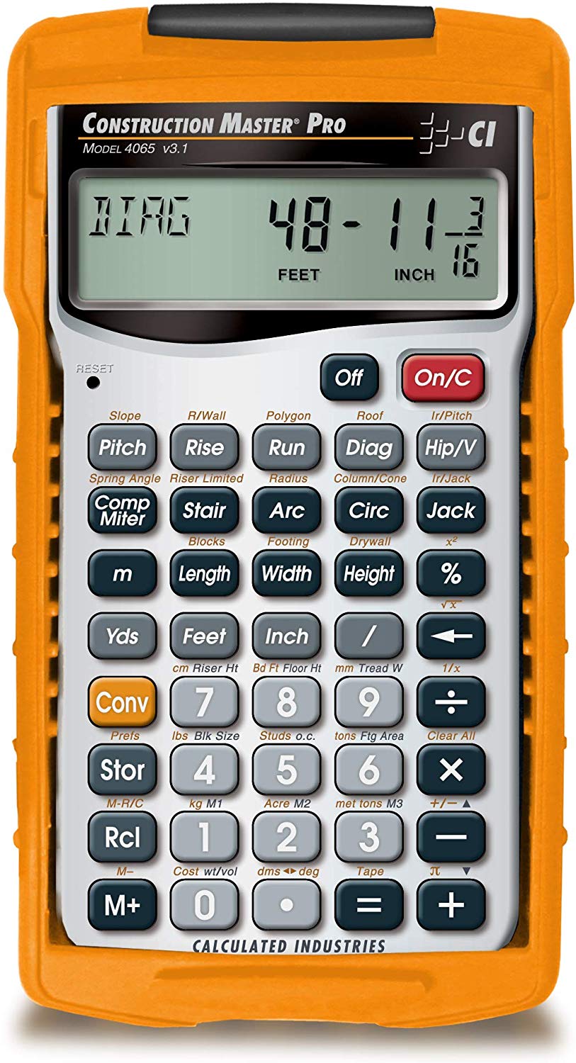 Calculated Industries 4065 Construction Master Pro Advanced Construction Math Feet-inch-Fraction Calculator for Contractors, Estimators, Builders, Framers, Remodelers, Renovators and Carpenters